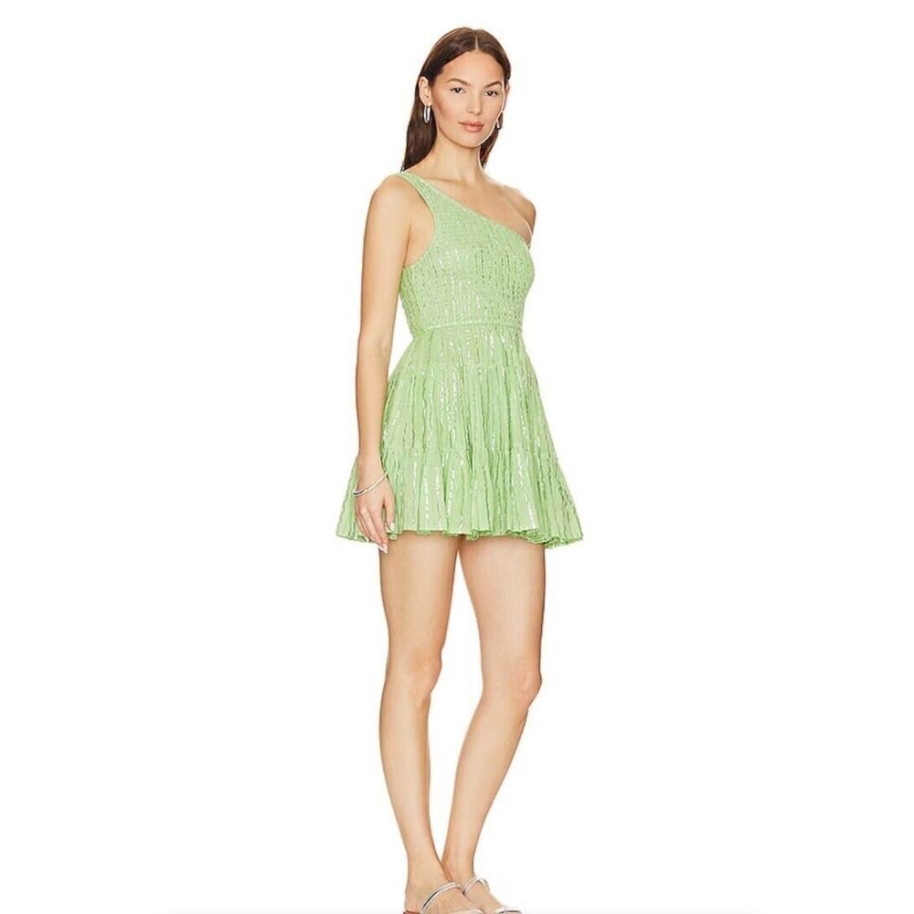 Sundress Brand Revolve Joe Short One Shoulder Athene Lime Green Cotton Nwt M/L — image 3 of 8